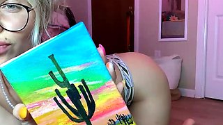 Cute blonde teen has solo sex with a toy