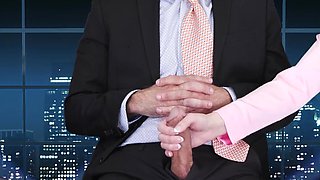 News Anchor is constantly distracted by two gorgeous pussies