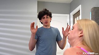 Big tit milf fucking stepson and his bff