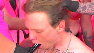 Lucky Bitch Boy Sub Gets His Mouth Fucked and Balls Beaten