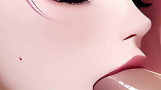 Anime Hentai Uncensored, Pink-haired Chick Sucks Your Cock by a Glory Hole, Fuck Her and Cum on Her!