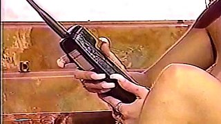 Busty brunette babe pussy toying