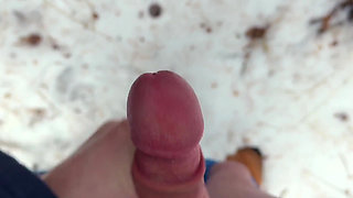 Handy POV - Twink Wixt His Cock in the Forest - in Winter