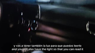 The girl at the bookstore takes the condom off me in the car - Big tits
