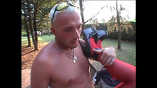 MILF in Lingerie with Giant Tits Ass Fucked and Cummed on Hands by a Big Vintage Cock