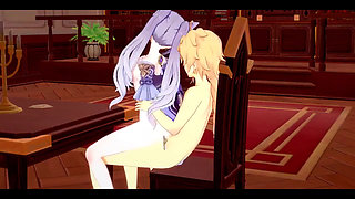 Genshin Impact Hentai - Aether X Ganyu Blowjob and Fucked - Japanese Asian Manga Anime Game Porn