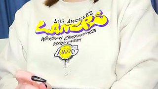 Amateur blonde teen sucks cock in POV in bathroom