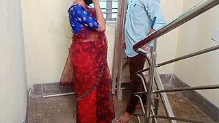 The brother-in-law thoroughly enjoyed Bhabhi's chutney; to avoid being seen, he fucked her in the ass on the staircase.