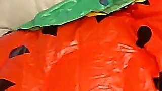 BBW Nurse Vicki Blowing up a Huge Plastic Float That Looks Like a Water Melon Slice