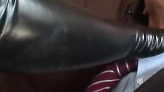 Sweet latex blonde babe fucked from her horny fucker