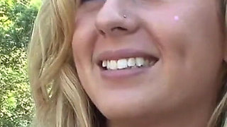 Blonde gets fucked at the poolside by two horny cocks