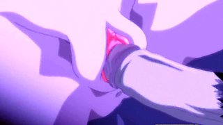Blondes with big boobs in a steamy anime threesome on the bed