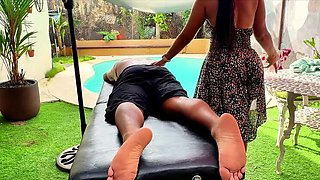 Horny Stepmother Tricked Me - Hot Massage Leads to Happy Ending Blowjob & Cumshot