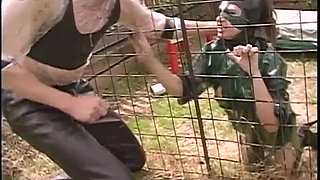 Submissive latex woman-pet is ready to take cock in the ass