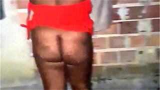 Evangelical housewife hanging clothes