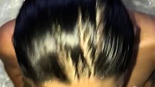 He cums in the jacuzzi