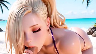 Blonde AI beauty Ino moans for beach anal and juicy creampie