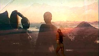 Sexy babe in vintage dress cleans cock off