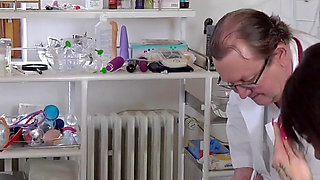 Hot silicone bombshell Barbie Esm examined by 2 perverted gynecologists