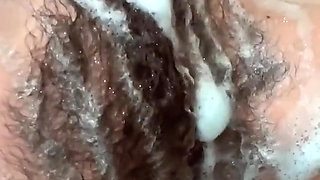 Dirty Girl Soaps up Her Hairy Bush