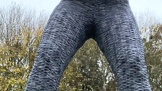 Outdoor Hairy Pussy Flashing Fingering