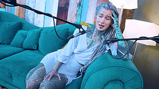 I talk about M - Music - ASMR podcast SFW talking goth skinny girl dreadlocks tattoo model inked girl