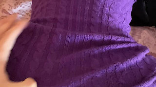 Having sex with a beauty in a purple dress