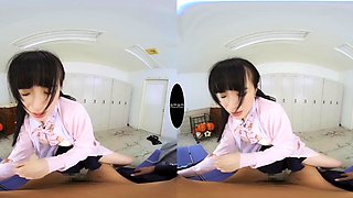 Charming asian temptress arousing VR video