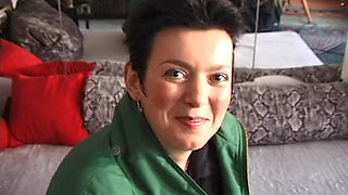 Busty amateur MILF slut sucks small dick