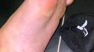 Slutty girl foot fetish with masturbation