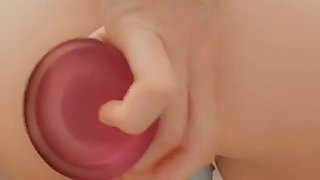 Goth girl fucks herself in the ass and