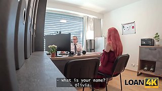Loan4k. tiny redhead prostitute with Big Tits leaped on a dick in the office