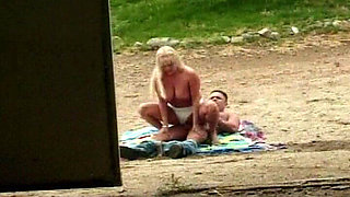 Big Facial for Big Boobed Blonde MILF