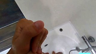 Big-Ass Black Teen's Solo Shower Footjob on Webcam