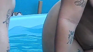 3 Naughty Friends Paying the Pool Owner on the Xerecard