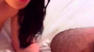 Hot POV homemade blowjob with brunette girlfriend