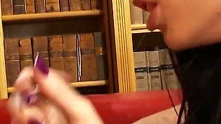 Horny stud shoves his hard tool into brunette's mouth