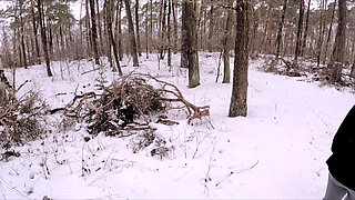 Naked Boobs Banging Hard in Winter Forest
