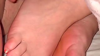 Secret Night Cum On Wifes Pretty Little Feet Close Up