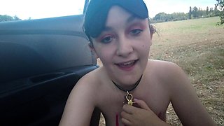 Close up with teen blonde sex doll rubbing her cunt