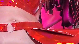 BDSM Mistress Pvc Gold Red Vinyl Toys Dick Fetish Boots Femdom