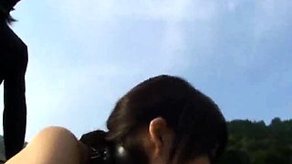 Kinky blonde suava outdoor toying