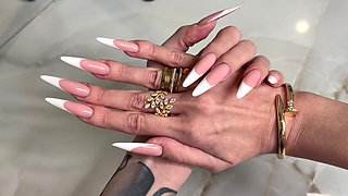 French Manicure Long Nails and Long Fingers