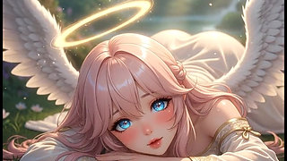 Hentai angel with big boobs masturbates