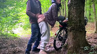 Cutie's bike broke down in the woods, so she paid me with wild outdoor doggystyle and swallowed every drop