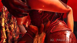 Devil plays with a super hot girl in hell