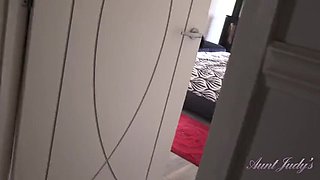 66yo Hairy GILF Landlady Claire Caught Solo Masturbating in Lingerie POV