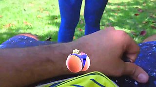 Daring couple ignites passionate thrill in public park with intense desire