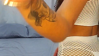 Cute Young Woman in White Lingerie Plays with Her Pussy and Flirts with Her Lovense for the First Time