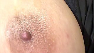 Hot mom massages her huge tits all full of oil